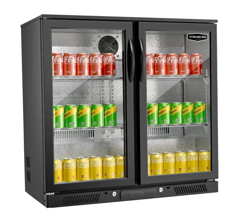 Sterling Pro Black Double Door Hinged Bottle Cooler 180 x 330ml Bottles | SP2HC-BH